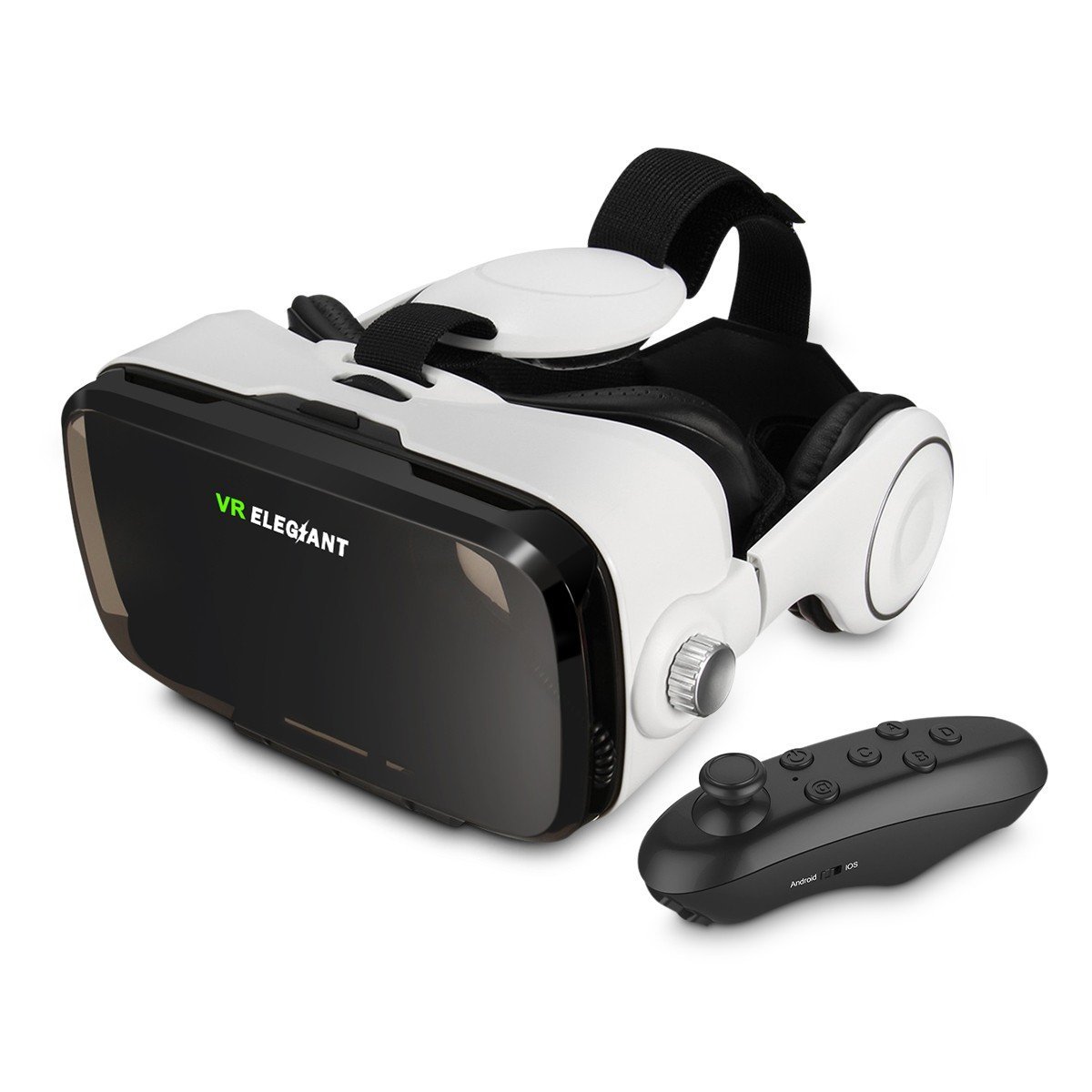 ELEGIANT VR BOX 仮想現実メガネVRコントローラ ブルートゥース携帯リモコン ゲームコントローラー AndroidとiOSのスマートフォンをサポート(4-6インチ) (Bluetoothコントローラ リモコン付き)
