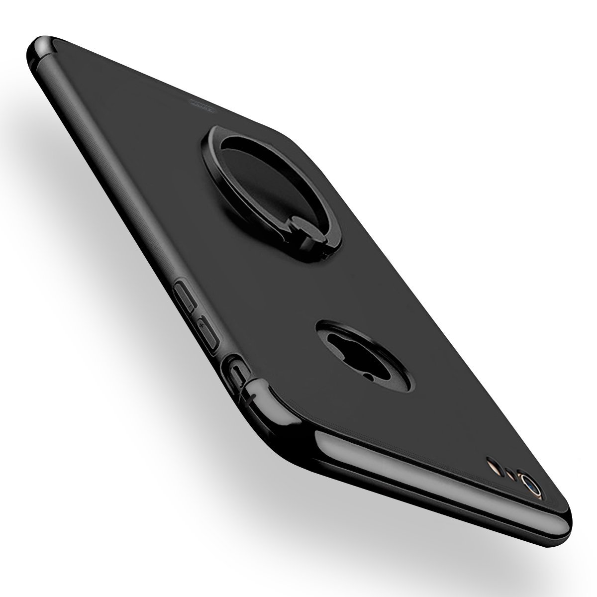 iPhone7ケース リングホルダー 耐衝撃 3パーツ式 スタンド機能付き (iPhone7, ブラック)