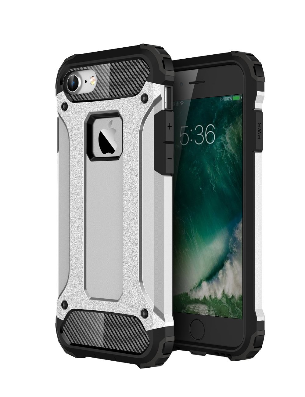 iPhone 7 and 7 Plus ケース 衝撃吸収バンパー 擦り傷防止 アイフォン 7 プラス 用 耐衝撃カバー (iPhone 7 ケース, 銀色)