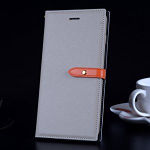 B&B 【2017年新作】 iPhone7ケース 手帳型ケース おしゃれ 人気 iPhone7 カバー 耐衝撃 耐汚れ 防水 スマホケース ストライプ付き 財布型 カード収納 マグネット式 スタンド機能 アイフォンケース 全面保護 (iPhone7, ベージュ)