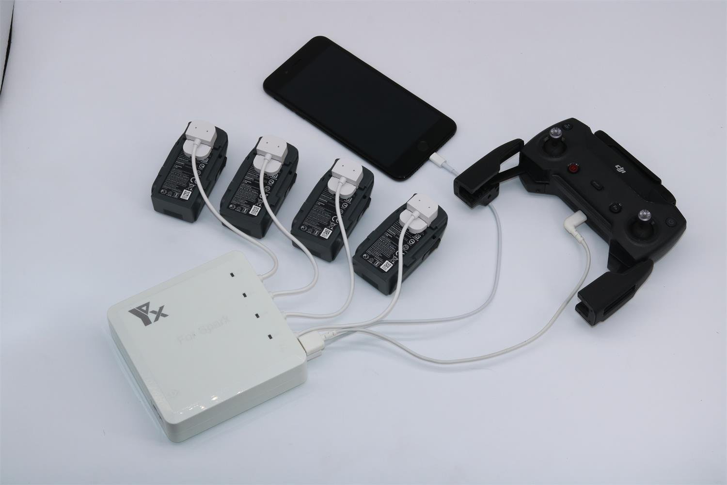 Power yes DJI SPARK Droneバッテリー&リモートコントローラー用の4チャンネルRapid Balance充電器ポートと2個のUSBポートを備えた複数のバッテリー充電器 6 in 1