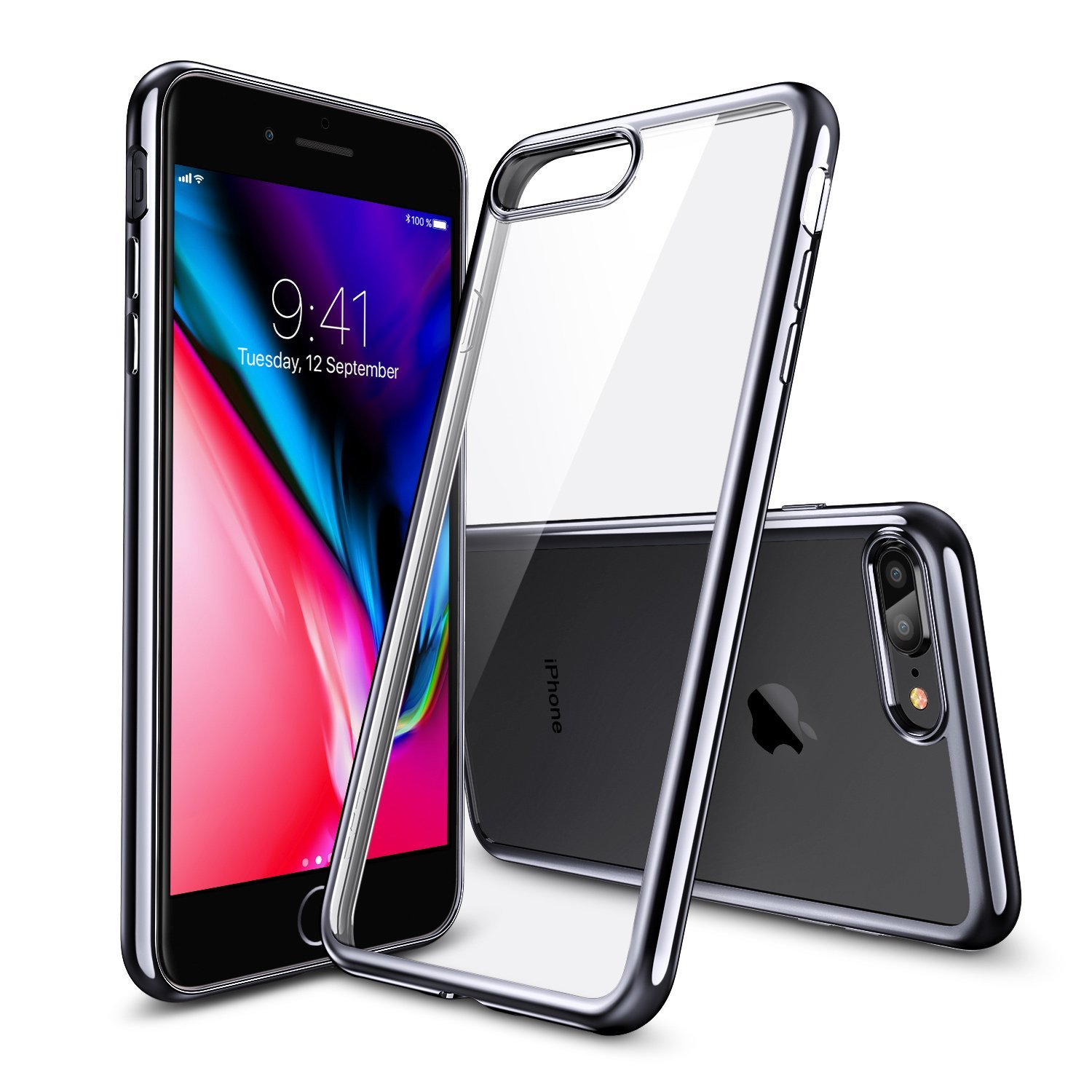 iPhone8 Plus 2017 ケース クリア ESR iPhone7 Plus カバー ソフトTPU [衝撃吸収 薄型 超軽量 傷防止 指紋防止 ワイヤレス充電に影響なし] クリスタル 高透明 iPhone8 Plus/iPhone7 Plus通用(ブラック)