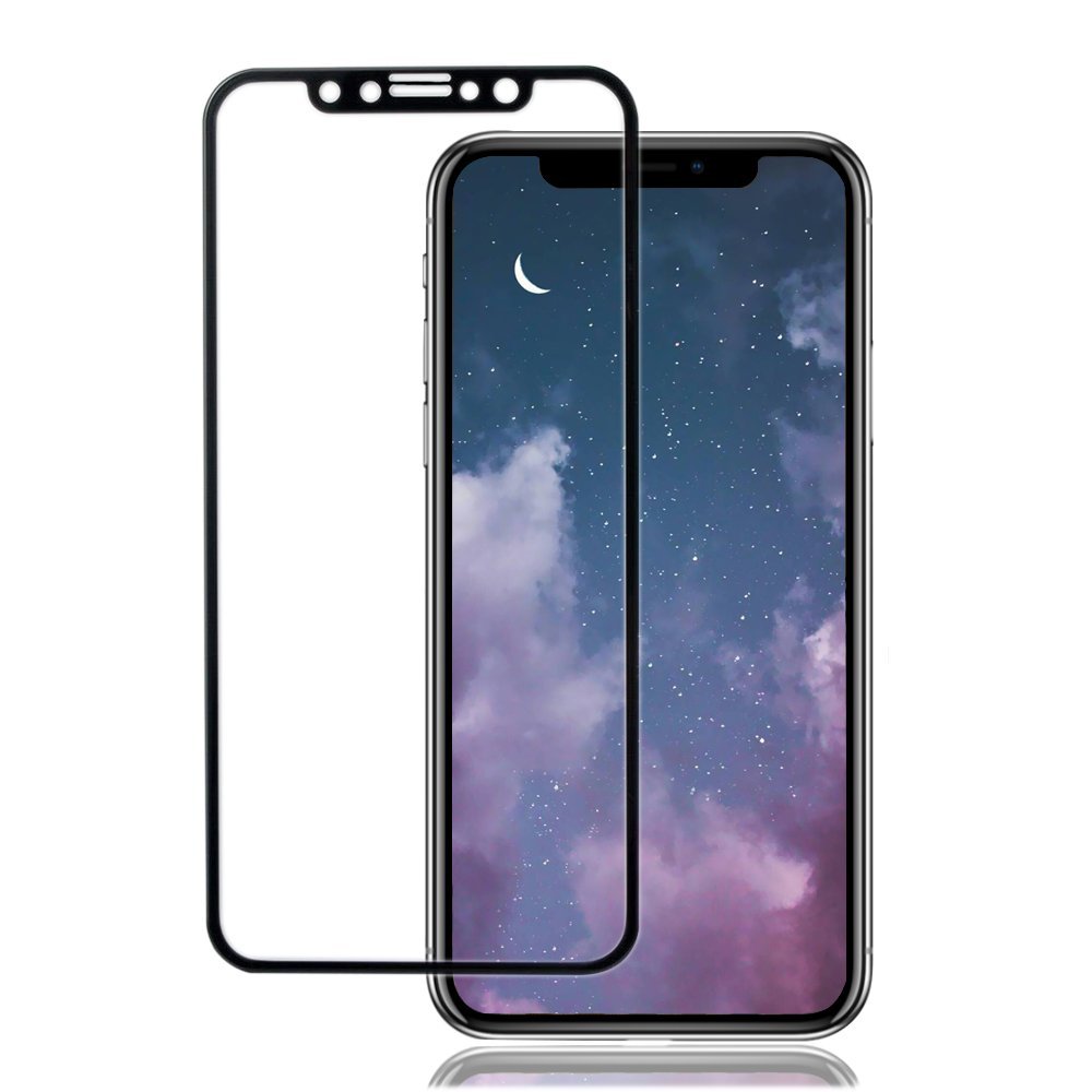 iPhone X ガラスフィルム, MY-LIVE 炭素繊維 全面保護 iPhoneX フィルム 9H 耐衝撃 0.15mm 高透過率 【新設計】