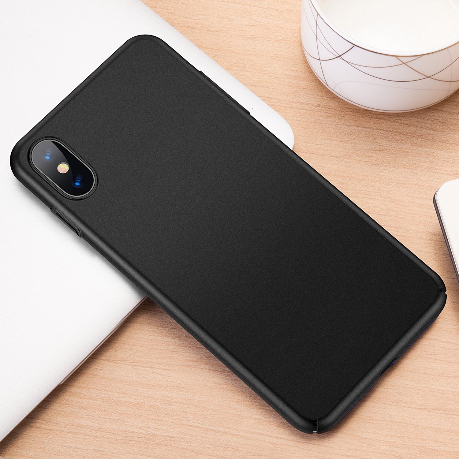 iPhoneXケース,Humixx 超スリム　耐衝撃 指紋防止 レンズ保護 黒（アイフォンXケース,ブラック）【ピッタリなカットアウト】［Skin Series]