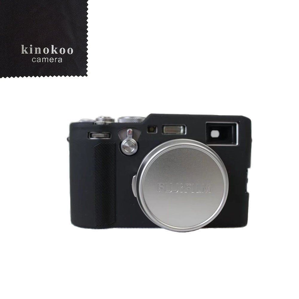 kinokoo 富士 フイルム FUJIFILM X100F デジタルカメラ専用 シリコンカバー カメラケース　カメラカバー 標識クロス付き (BK)