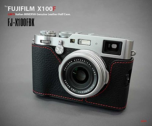 【日本正規販売店】LIM'S Italian MINERVA Genuine Leather Half Case for FUJIFILM X100F FJ-X100FBK Black ブラック フジフイルム X100F用 イタリアンレザー カメラケース 高級 高品質 本革 バッテリー交換可能 おしゃれ かっこいい