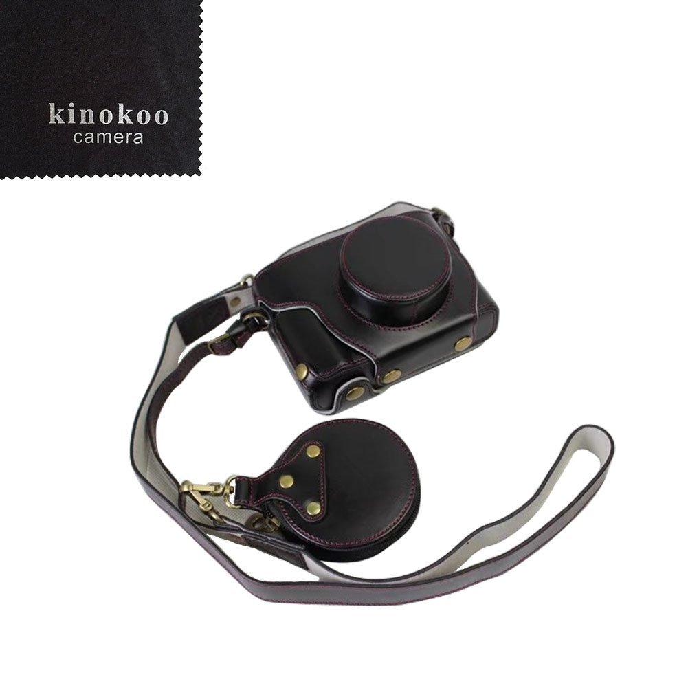 kinokoo　富士フイルム FUJIFILM X100F専用カメラケース　カメラバッグ バッテリーの交換でき　三脚ネジ穴付き　PUレザー 全面保護型 ショルダーストラップ付き 標識クロス付き (ブラック)