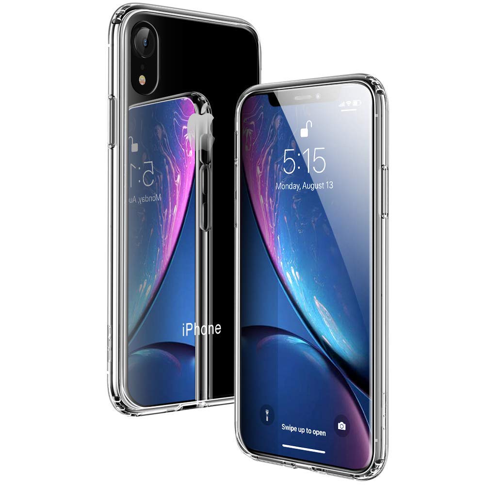 ESR iPhone XR ケース 6.1インチ 強化ガラス 9H硬度加工 ガラスケース 薄型 全透明 TPUバンパー 滑り止め 全面保護 ストラップホール付き 指紋防止 耐衝撃 ワイヤレス充電対応 ネイキッド(クリア)